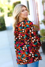 Magenta & Rust Boho Floral Bubble Sleeve Top