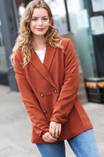 Going Up Rust Double Button Collar Lapel Blazer