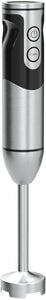 MegaWise Stainless Steel Titanium Reinforced 3-in-1 Immersion Hand Blender, Powerful with 80% Sharper Blades, 12-Speed Corded Blender, Including Whisk and Milk Frother (3-in 1 Black)