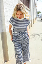 Casual Chic Navy/White Stripe Dolman Short Sleeve Terry Top