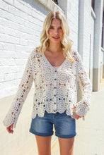 Boho Vibes Ivory Hand Crochet Patchwork Long Sleeve Top