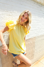 Picture Perfect Yellow Cotton Pleated Puff Short Sleeve Blouse