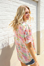 Beautiful You Ivory Notched Neck Floral Smocked Sleeve Top