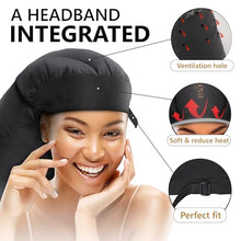 Large Hooded Hair Dryer Bonnet w/Integrated Headband - Reduces Heat Exposure Around Ears & Neck - Enhanced Size for Use with Rollers, Speeds Up Drying Time, Safe Deep Conditioning at Home, Adjustable