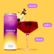Moment Adaptogen Drink (Shark Tank) | NON-CARBONATED Non Alcoholic Drinks | Blueberry Ginger | L-Theanine & Ashwagandha for Calm & Clarity | 0 Added Sugar, 0 Caffeine | 12-pack