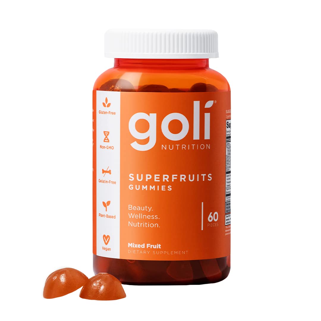 Goli Nutritional Supplement, SuperFruits Beauty Gummy Vitamin - 60 Count - Collagen-Promoting Ingredients - Mixed Fruit, Vegan, Plant-Based, Non-GMO, Gluten-Free & Gelatin Free