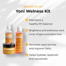 Yoni Wellness Kit with Turmeric Sea Salt Brightening Scrub for Dark Inner Thighs, Herbal Yoni Oil for Ingrown Hair, pH Balanced Female Yoni Wash with Natural Ingredients Aloe Vera Jojoba Oil Vitamin E