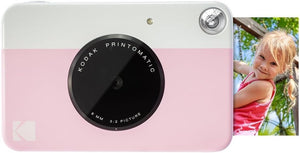 Kodak Printomatic Instant Camera Bundle (Pink) Zink Paper (20 Sheets) - Case - Photo Album - Hanging Frames.