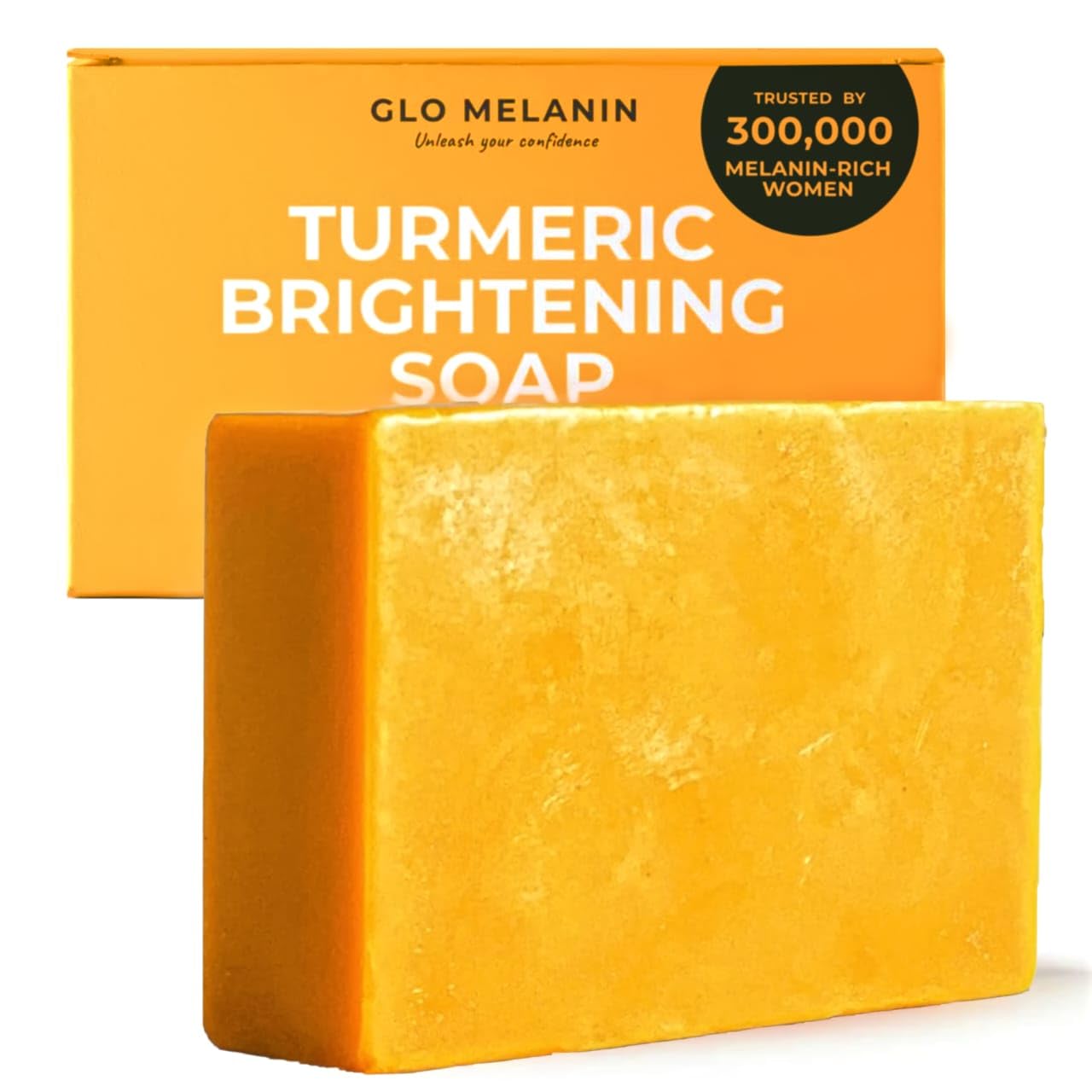 Glo Melanin Organic Turmeric Soap for Dark Spots & Acne, Turmeric Soap for Skin Brightening and Clearing Formula, All Natural Turmeric Soap Bar