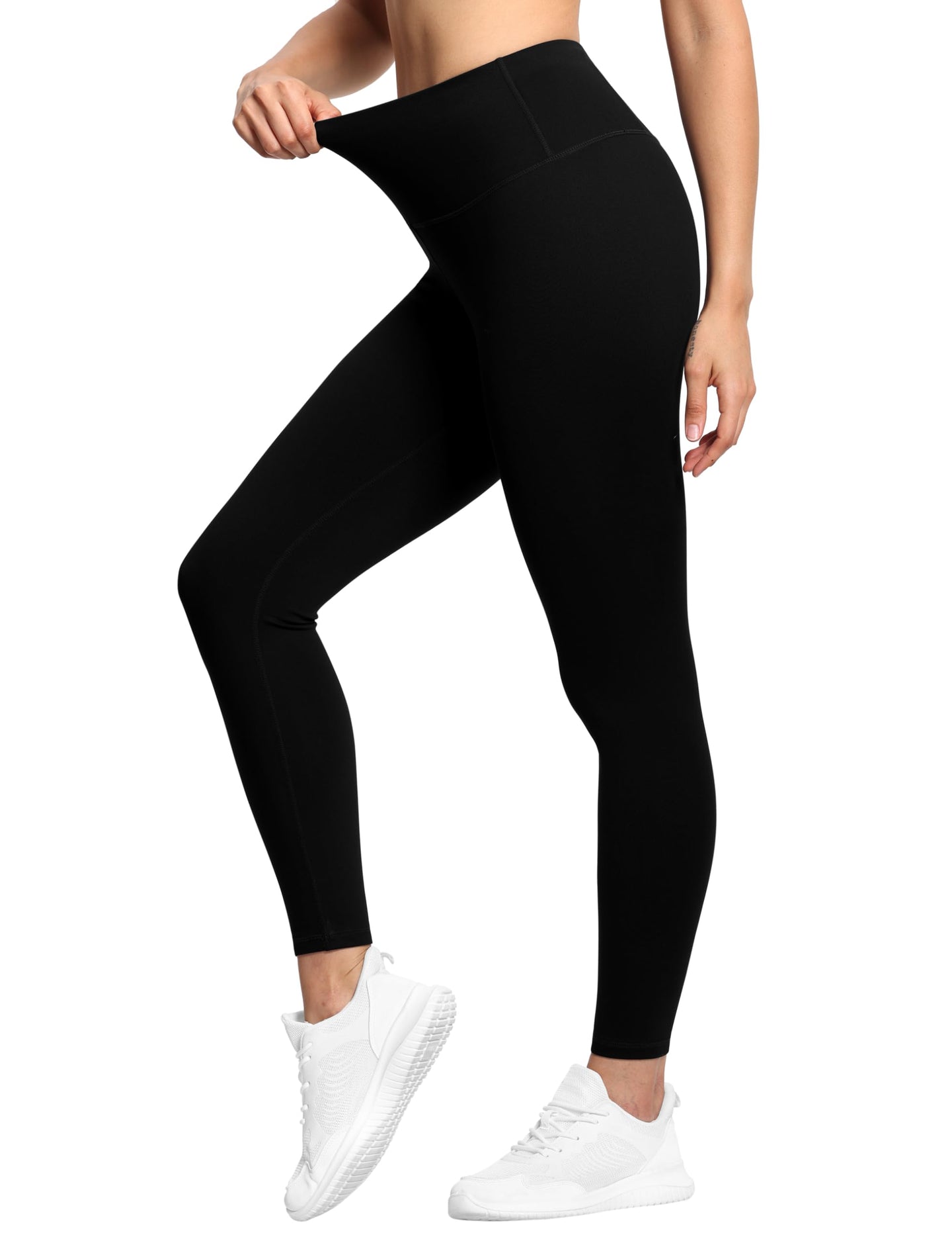 THE GYM PEOPLE Women's High Waist Workout Legging Soft Tummy Control Squat Proof Yoga Running Pants Black