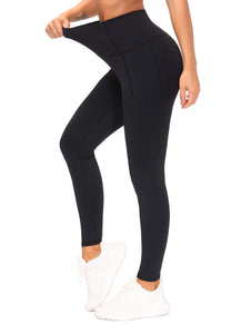 THE GYM PEOPLE Tummy Control Workout Leggings with Pockets High Waist Athletic Yoga Pants for Women Running, Fitness (Black-1, Large)