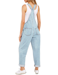 luvamia Flexclusive Women's Casual Adjustable Denim Bib Overalls Jeans Pants Fashion Loose Overall Jumpsuits Overalls for Women 2025 Powder Blue Size Large