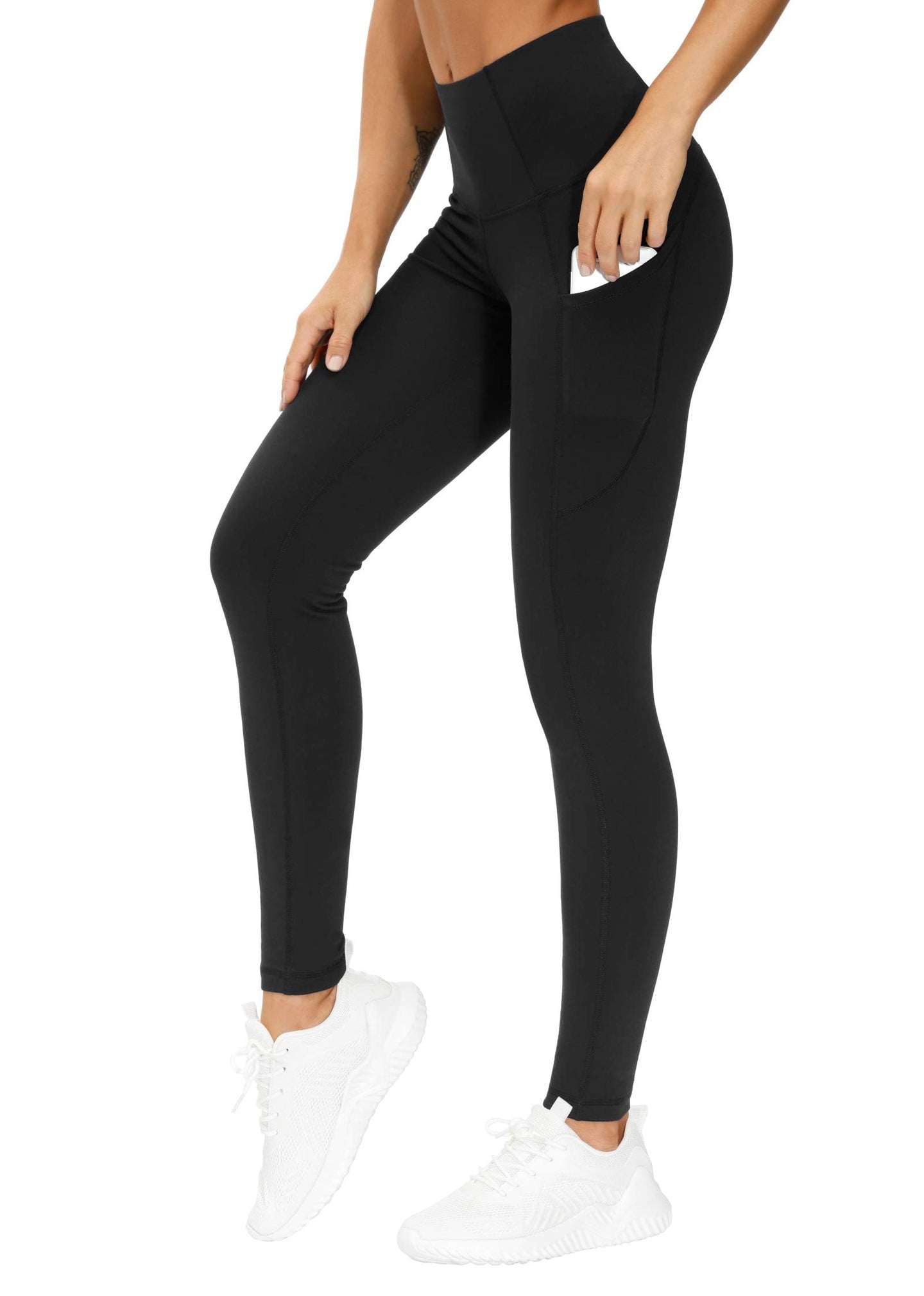 THE GYM PEOPLE Thick High Waist Yoga Pants with Pockets, Tummy Control Workout Running Yoga Leggings for Women (XXX-Large, Black)