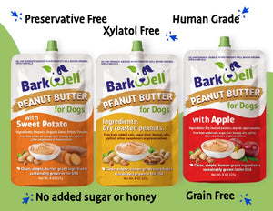 BarkWell Peanut Butter Squeeze Variety Pack 3 Pack (24 oz)- All-Natural Dog Peanut Butter for Dogs Dog Treat Sourced and Made in The USA