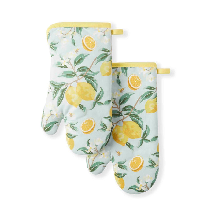 Martha Stewart Lemon Whimsy Oven Mitt 2-Pack Set, Yellow, 7