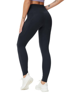 THE GYM PEOPLE Women's High Waist Yoga Pants Buttery Soft Stretchy Tummy Control Workout Athletic Leggings with Pockets Black