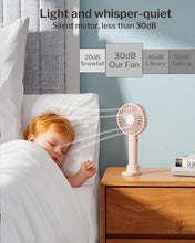Linlinwill Portable Handheld Fan 2 Pack, USB Rechargeable Mini Fan, Ultra Quiet, 3 Speeds with Phone Holder Base, All Day Battery for Outdoor Indoor (White)