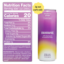 Moment Adaptogen Drink (Shark Tank) | NON-CARBONATED Non Alcoholic Drinks | Blueberry Ginger | L-Theanine & Ashwagandha for Calm & Clarity | 0 Added Sugar, 0 Caffeine | 12-pack