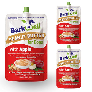 BarkWell Peanut Butter Squeeze - All-Natural Dog Peanut Butter for Dogs Dog Treat Sourced and Made in The USA 3 Pack (24 oz) (Apple)