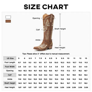 Dixhills Brown Cowboy Boots for Women - Wide Calf Knee High Cowgirl Boots, Glitter Sparkly Rhinestone Western Country Boots with Classic Embroidery, Pointed Toe Pull On Zipper Retro Boots Size 8.5