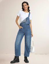 Qazel Vorrlon Denim Overalls for Women Barrel Wide Leg Bib Baggy Jeans Adjustable Denim Romper Stretch Jumpsuit Y2K Pants