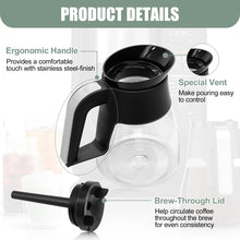 WSEYU 10-Cup Glass Carafe Replacement Compatible with Ninja CM401 CM371 CP301 Specialty Hot & Iced Coffee Makers, Replacement 50 oz Coffee Pot with Brew-Through Lid for Ninja CM300 CM400 CP300 CF091