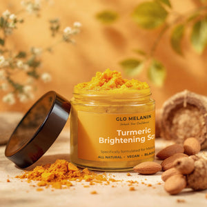 GLO Melanin Turmeric Scrub for Dark Spots, Brightening Inner Thighs Bikini Area Underarms, Natural Exfoliating Face