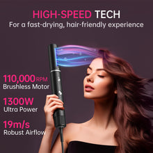 SKIMI Blow Dry Brush and Hair Dryer Brush, 110000RPM High-Speed Hot Air Styler, for Fast Drying Curling Volumizing Straightening & Styling, Black & Silver