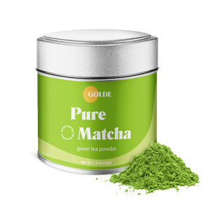 GOLDE - Pure Matcha - Ceremonial Grade Powder - Green Tea Superfood w/L-Theanine & Antioxidants - 60mg Caffeine - Jitter Free Energy - 40g Tin