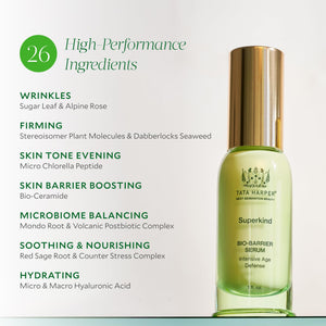 Tata Harper Superkind Bio-Barrier Serum, Anti-Aging Serum for Sensitive Skin, Redness Soothing, Skin Barrier Support, Hypoallergenic, Fragrance Free, Natural, Dermatologist Tested, 30ml