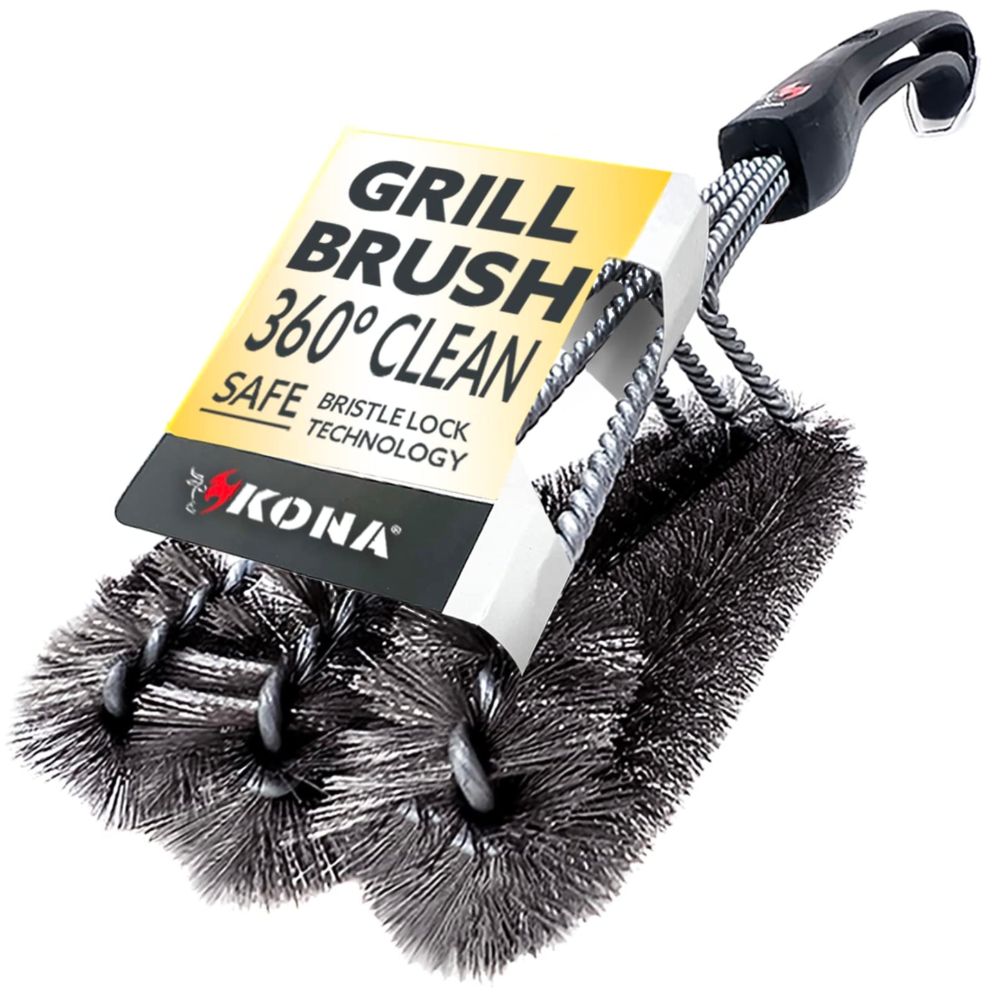 Kona 360 Clean Grill Brush – Powerful Grill Cleaner & BBQ Grill Brush for Outdoor Grill – Safe, Bristle BBQ Brush Grill Scraper, Accessory for Easy 30 Second Grill Cleaning - 18 Inch Long Handle