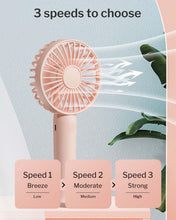 Linlinwill Portable Handheld Fan 2 Pack, USB Rechargeable Mini Fan, Ultra Quiet, 3 Speeds with Phone Holder Base, All Day Battery for Outdoor Indoor (White)