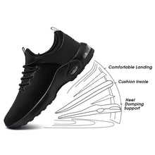 LARNMERN Steel Toe Shoes Men Waterproof Work Sneakers Slip On Lightweight Safety Comfortable Construction Air Shoe (11.5 Men, Black)