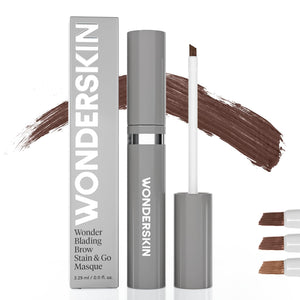 Wonderskin Eyebrow Tint - Wonder Blading Brow Stain & Go Masque, Long Lasting Brow Tint, Transfer Proof and Smudge Proof Eyebrow Stain (Dark Brunette)