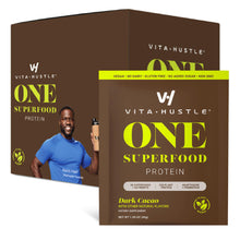 VitaHustle ONE Superfood Protein All-in-One Nutrition, 20g Chocolate Plant Protein, Single Serving Travel Packets, Meal Replacement, 86 Superfood Nutrients (10 Servings (Pack of 1), Chocolate)