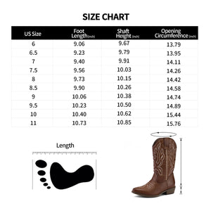 mysoft Women's Western Cowboy Boots Embroidered Mid-Calf Pointed Toe Cowgirl Boot, Available for Regular and Wide Calf