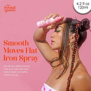 The Frontal Queen Smooth Moves Flat Iron Spray, Heat Protectant for Hair, Thermal Protectant Spray for Hair Frizz Control, and Hair Protectant Spray from Heat - 4 oz