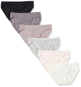 Amazon Essentials Women's Cotton Bikini Brief Underwear (Available in Plus Size), Pack of 6, Multicolor/Neutral Shades, Large