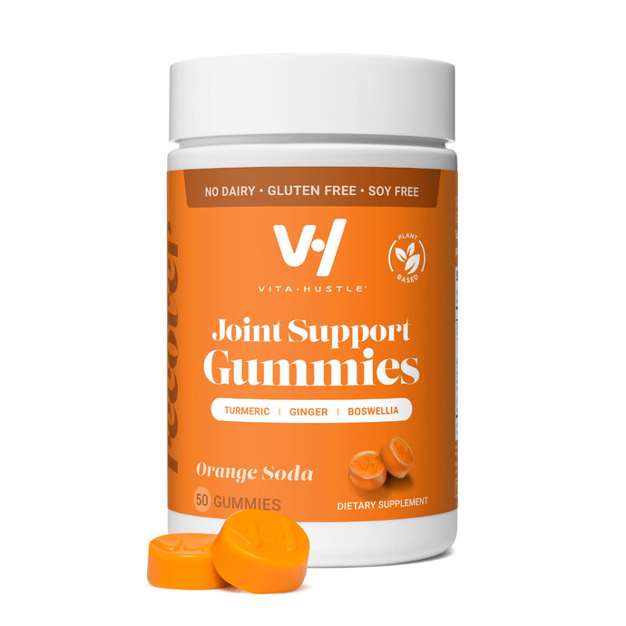 VitaHustle Turmeric Ginger Gummies for Inflammation, Joint Flexibility, Muscle Recovery, Low Sugar, Vegan, Gluten Free, Non GMO, Orange Flavor, 50 Count