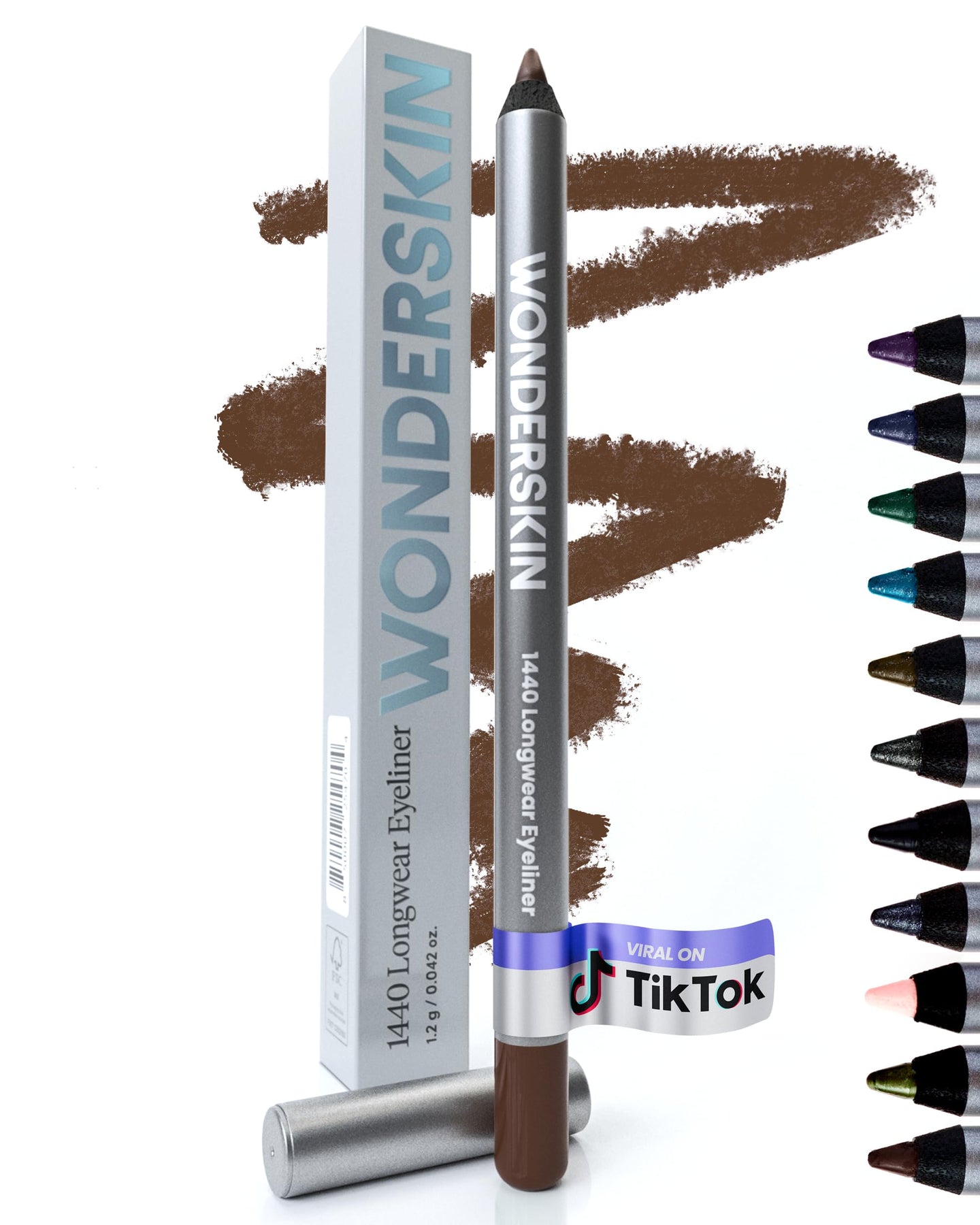 Wonderskin 1440 Longwear Brown Waterproof Eyeliner Pencil - Sharpenable Eyeliner Pencil and Smudge Proof Eye Liner Pencils (Brown Sugar)