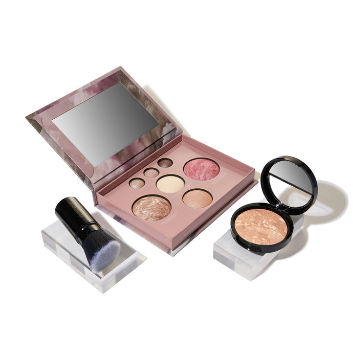 LAURA GELLER NEW YORK Baked Starter Kit: Baked Balance-n-Brighten Powder Foundation, Light and Best of the Best Palette and Retractable Kabuki Brush