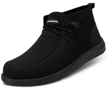 LARNMERN Slip On Shoes Steel Toe Boots Men Loafers Lightweight Comfortable Sneakers Work Safety Fabric Ankle Boot(8 Men, Black)