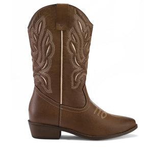 mysoft Women's Western Cowboy Boots Embroidered Mid-Calf Pointed Toe Cowgirl Boot, Available for Regular and Wide Calf