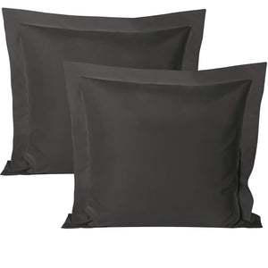 BEDSUM 2 Pcs Microfiber European Pillow Shams, Super Soft and Fade, Wrinkle Resistant Bed Square Throw Pillow Covers with Envelope Closure,26x26 Inches, Dark Grey