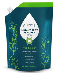 Puracy Instant Spot Remover for Clothes Refill - Laundry Spot Stain Remover for Clothes Laundry - Carpet Spot Stain Remover Carpet Spot Cleaner Couch Stain Remover - Free & Clear, 48 Fl Oz (Pack of 1)
