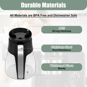 WSEYU 10-Cup Glass Carafe Replacement Compatible with Ninja CM401 CM371 CP301 Specialty Hot & Iced Coffee Makers, Replacement 50 oz Coffee Pot with Brew-Through Lid for Ninja CM300 CM400 CP300 CF091