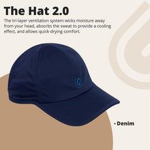 The Hat 2.0, Tri-Layer EvapoCOOL Design, Cooling, Moisture-Wicking, Non-Glare Under Visor, Adjustable Cap for All Head Shapes Denim