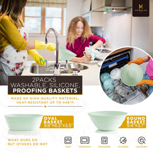 Sourdough Starter Kit, 14pcs Bread Making Kit & Sourdough Bread Baking Supplies Kit, Banneton Basket Kit for Sourdough Proofing with Bread Baking bowl for Artisan Breads (Green) by HOMELUX THEORY