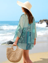 BB&KK Kimonos for Women Chiffon Swimsuit Coverups Beach Cover Up Swimwear Cardigan Summer Open Front Cover Up (12 Light Cyan/Boho, XXL)