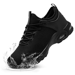 LARNMERN Steel Toe Shoes Men Waterproof Work Sneakers Slip On Lightweight Safety Comfortable Construction Air Shoe (11.5 Men, Black)